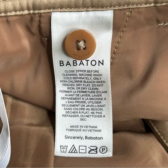 Aritzia Babaton Pleated Vegan Leather Pants Constant Camel Size 10 - Picture 9 of 12